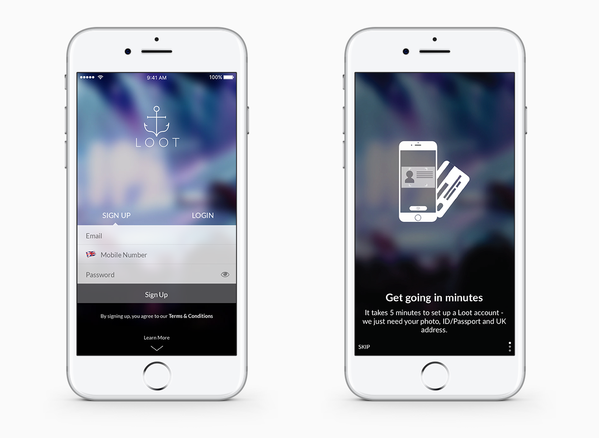 iPhones showing the intial screens of the old onboarding process