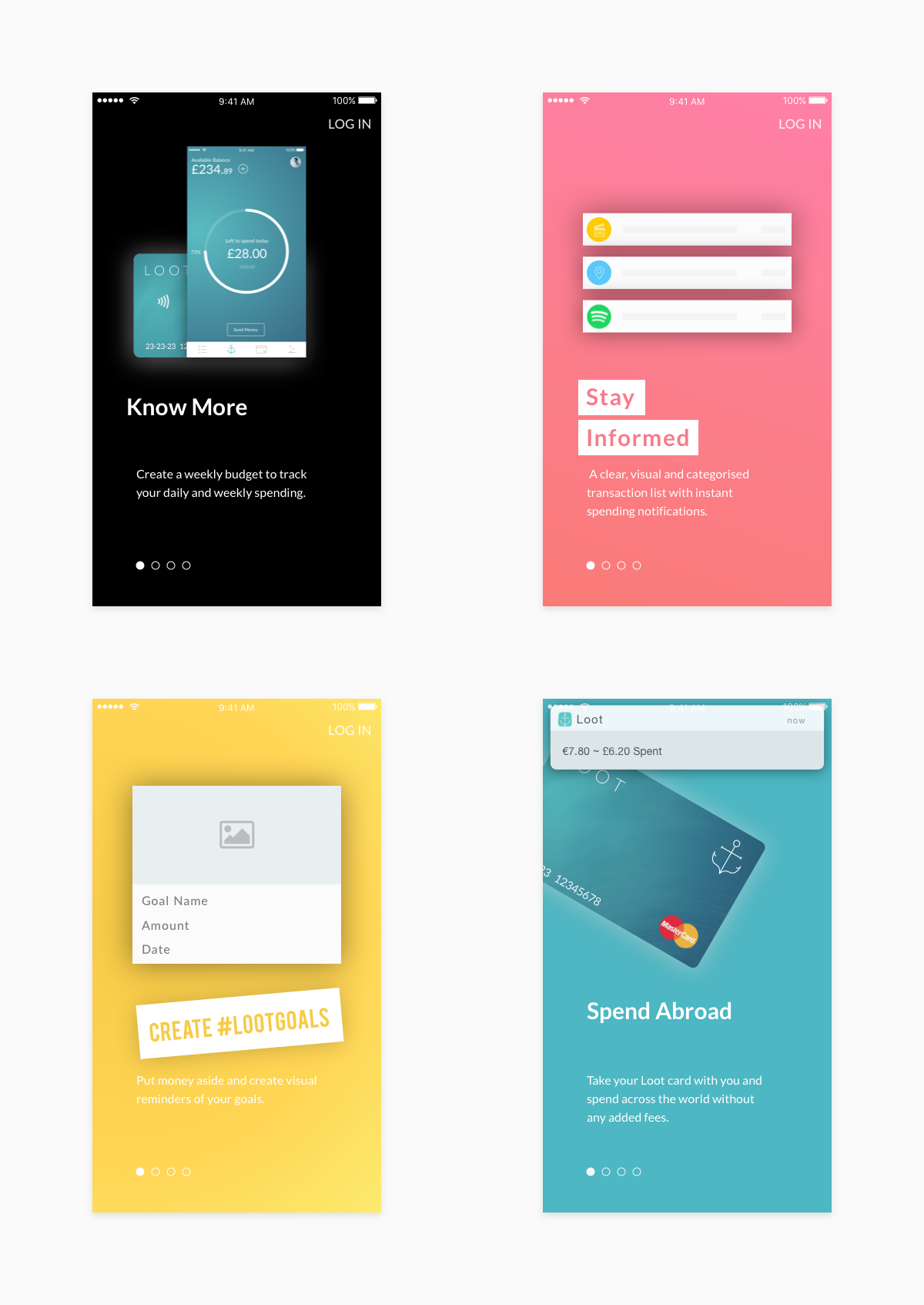 A showcase of the new onboarding screens
